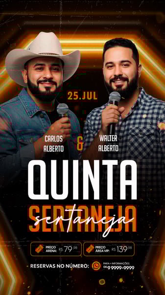 FLYER PARA EVENTO SHOW ARTISTA SERTANEJO PSD EDITÁVEL STORY 8