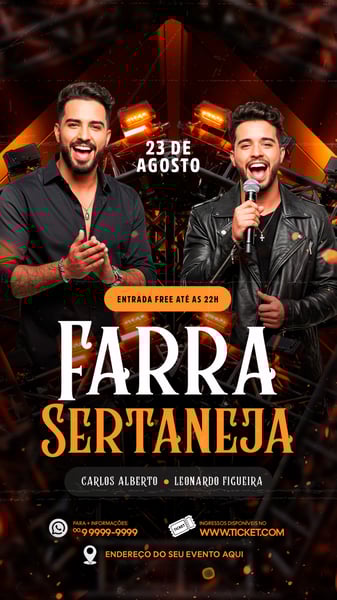 FLYER PARA EVENTO SHOW ARTISTA SERTANEJO PSD EDITÁVEL STORY 2