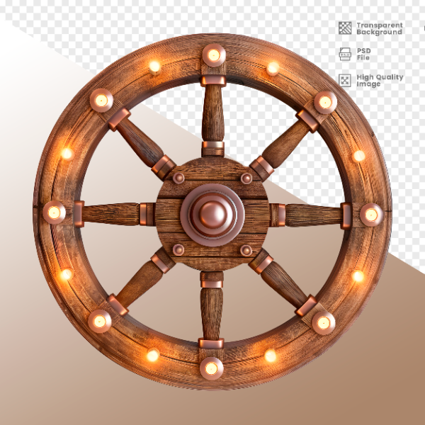 RODA DE MADEIRA COM LUZ - ELEMENTO 3D PARA COMPOSIÇÃO - WOOD