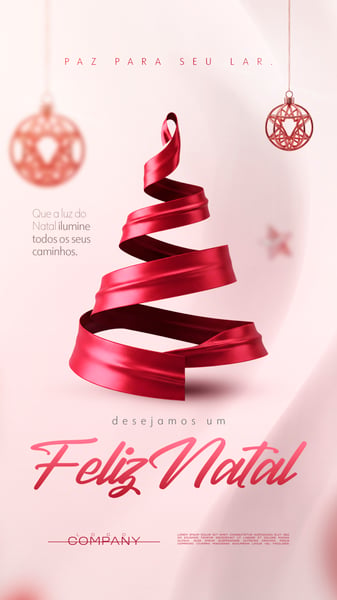 FELIZ NATAL ÁRVORE DE FITA VERMELHA SOCIAL MEDIA FLYER PSD EDITÁVEL STORY