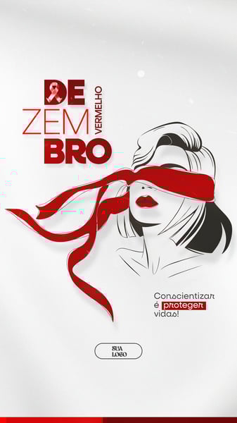 DEZEMBRO VERMELHO MÊS DE LUTA E CONSCIENTIZAÇÃO CONTRA A AIDS HIV E OUTRAS ISTS SOCIAL MEDIA PSD EDITÁVEL