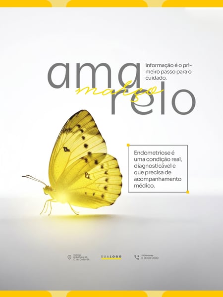 MARÇO AMARELO CONSCIENTIZAÇÃO SOBRE A ENDOMETRIOSE SOCIAL MEDIA PSD EDITÁVEL 1