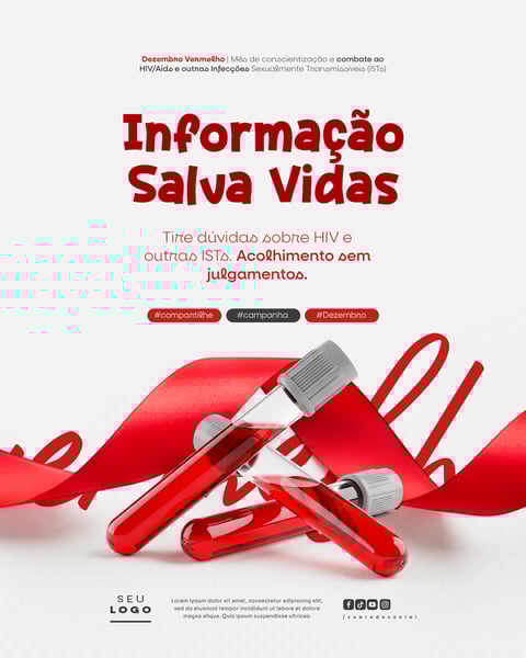 DEZEMBRO VERMELHO MÊS DE LUTA CONTRA A AIDS HIV E OUTRAS IST SOCIAL MEDIA PSD EDITÁVEL 2