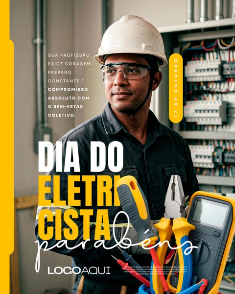 DIA DO ELETRICISTA PARABÉNS SOCIAL MEDIA FLYER PSD EDITÁVEL