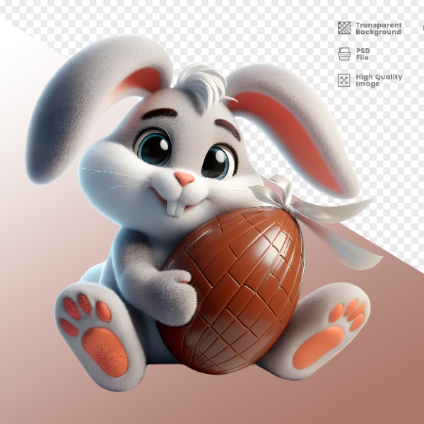 COELHO DA PÁSCOA  ELEMENTO 3D PARA COMPOSIÇÃO - COELHO COM CHOCOLATE