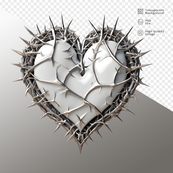 CORAÇÃO COM ESPINHOS  ELEMENTO 3D PARA COMPOSIÇÃO - HEART