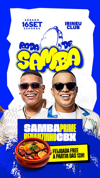 FLYER EVENTO RODA DE SAMBA COM FEIJOADA STORY PSD EDITÁVEL