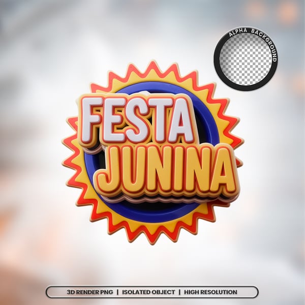 AKC SELO 3D RENDER FESTA JUNINA ELEMENTO ÍCONE PSD PNG (625)