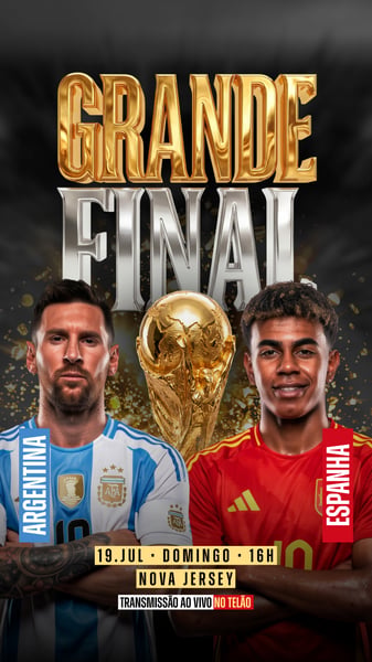 GRANDE FINAL ARGENTINA VS ESPANHA COPA STORY SOCIAL MEDIA PSD EDITÁVEL