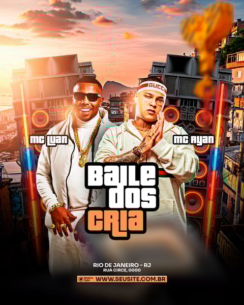 FLYER EVENTO SHOW BAILE DOS CRIA MC LUAN E MC RYAN PSD FEED 85