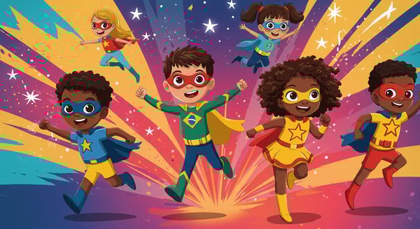IMAGEM DE CRIANÇAS COM ROUPAS DE SUPER-HERÓIS