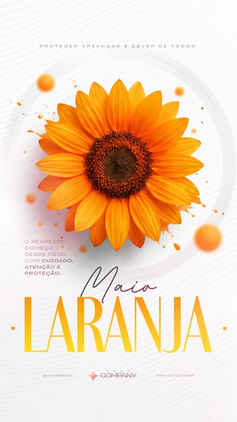 MAIO LARANJA CAMPANHA COMBATE ABUSO EXPLORAÇÃO INFANTIL SOCIAL MEDIA PSD EDITÁVEL 5 STORY