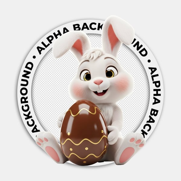 COELHINHO DA PÁSCOA BRANCO SEGURANDO UM OVO DE CHOCOLATE 08