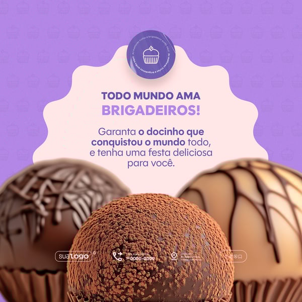Confeitaria Brigadeiro Doceria  feed  social media psd editável