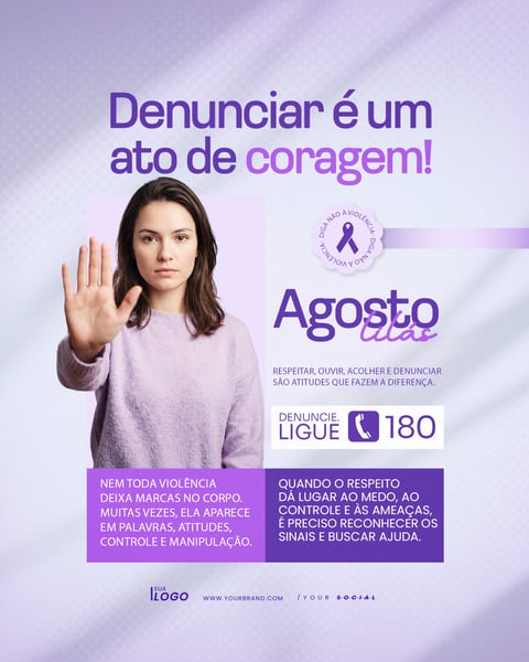 AGOSTO LILÁS CAMPANHA COMBATE À VIOLÊNCIA CONTRA A MULHER SOCIAL MEDIA PSD EDITÁVEL 7