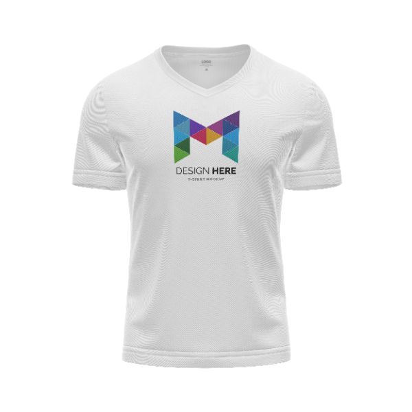 CAMISETA VISTA DE FRENTE EM GOLA V PSD EDITÁVEL MOCKUP