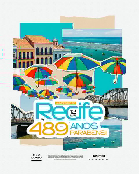 ANIVERSÁRIO DA CIDADE DE RECIFE 12 DE MARÇO PARABÉNS 489 ANOS SOCIAL MEDIA PSD EDITÁVEL 3