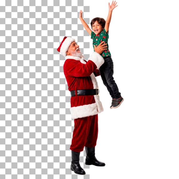 PAPAI NOEL LEVANTANDO CRIANÇA PELAS MÃOS EM PNG