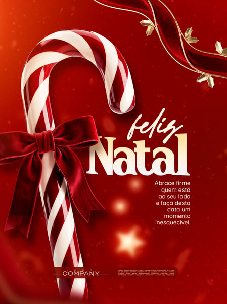 FELIZ NATAL BENGALA DE AÇÚCAR LAÇO SOCIAL MEDIA FLYER PSD EDITÁVEL