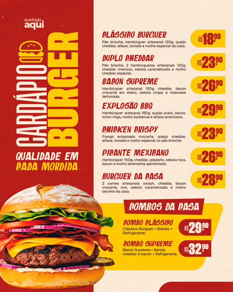 Cardápio Editável Hamburgueria