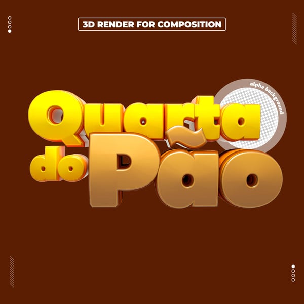 SELO 3D QUARTA DO PÃO PARA COMPOSIÇÃO