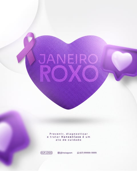 FLYER REDE SOCIAL JANEIRO ROXO CONSCIENTIZAÇÃO DO COMBATE A HANSENÍASE PSD FEED 3