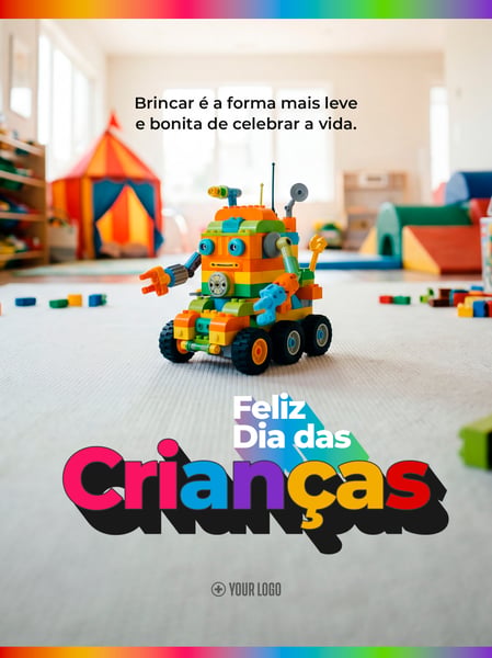 DIA DAS CRIANÇAS ROBÔ DE BRINQUEDO SOCIAL MEDIA FLYER PSD EDITÁVEL