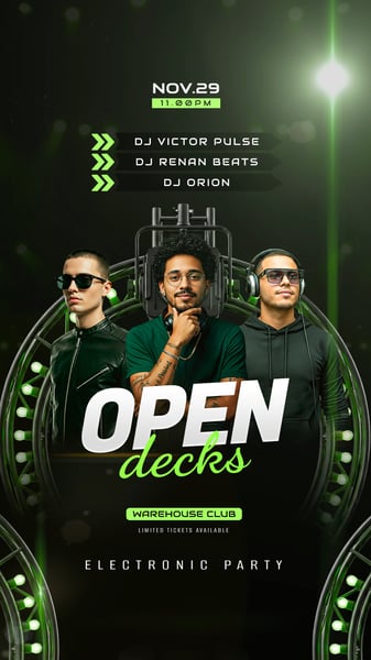FLYER FESTA RAVE COM DJS PARA STORIES PSD