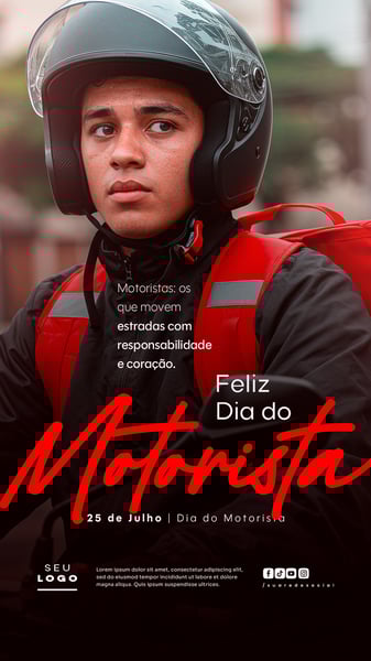 DIA DO MOTORISTA 25 DE JULHO SOCIAL MEDIA PSD EDITÁVEL STORY 2