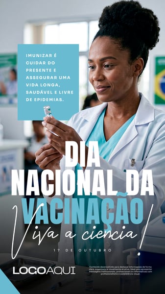 DIA NACIONAL DA VACINAÇÃO 17 DE OUTUBRO SOCIAL MEDIA FLYER PSD EDITÁVEL STORY