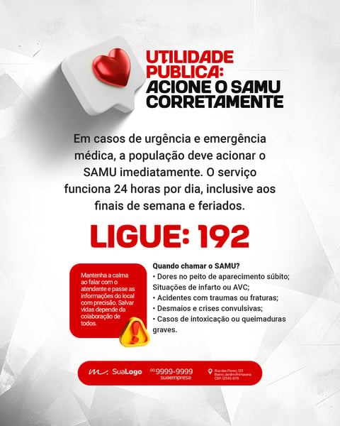 UTILIDADE PÚBLICA SAMU PREFEITURA PSD EDITÁVEL
