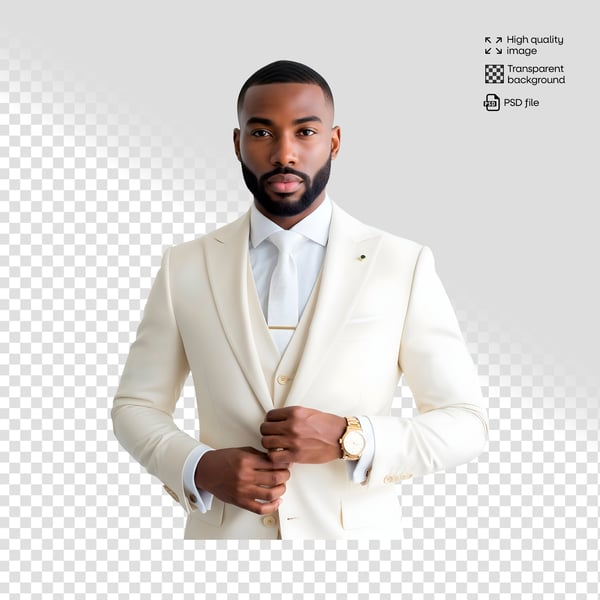 HOMEM NEGRO TERNO BRANCO PREMIUM1