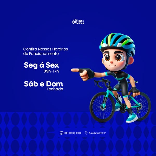 HORÁRIO DE FUNCIONAMENTO PSD EDITÁVEL BICICLETARIA