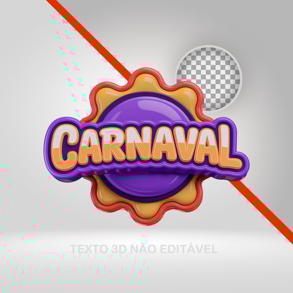 SELO 3D CARNAVAL, TEXTO 3D, LOGOTIPO PARA BLOCO, FOLIA, FLYERS 02 PNG TRANSPARENTE
