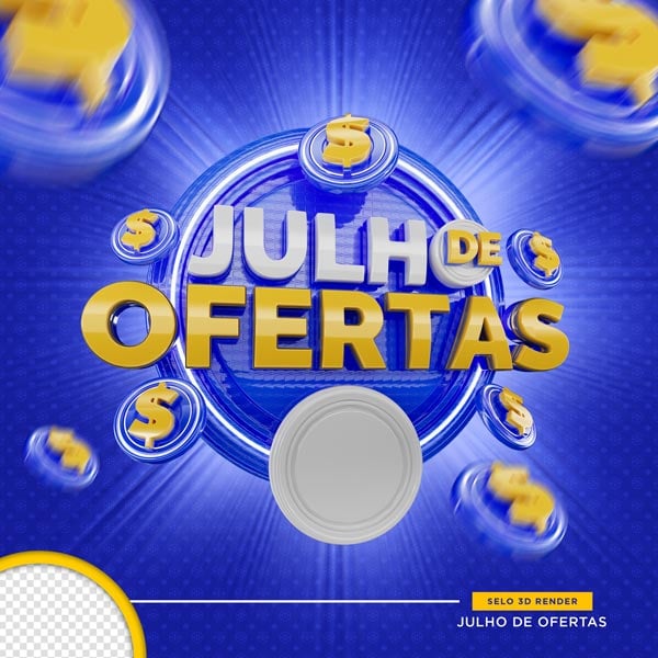 SELO 3D SUPERMERCADO JULHO DE OFERTAS PNG