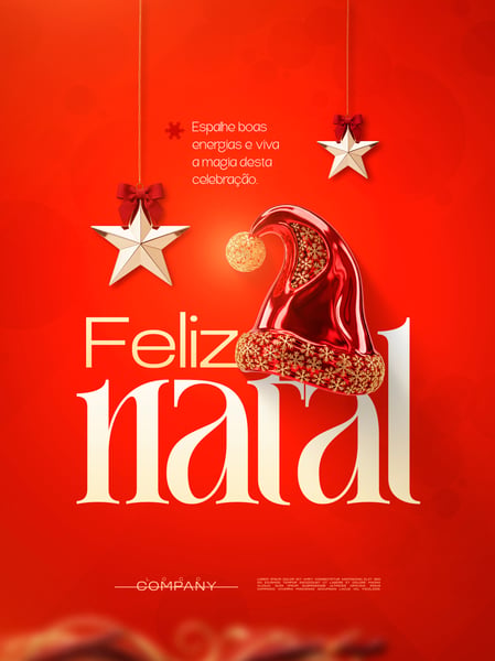 FELIZ NATAL COM GORRO E ESTRELAS SOCIAL MEDIA FLYER PSD EDITÁVEL