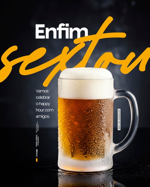 Sextou Final de Semana Happy hour Social Media PSD Editável 5