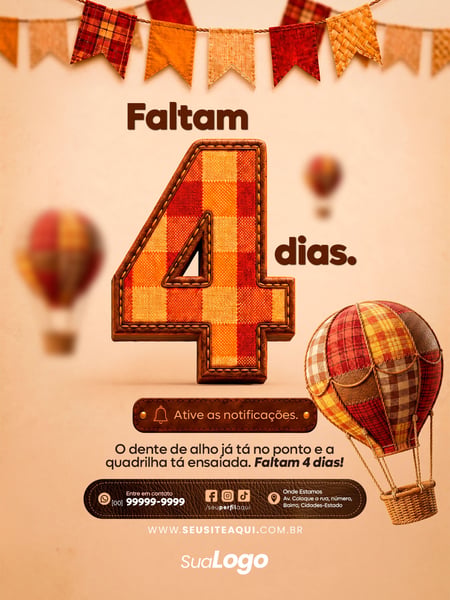 POST FEED FESTA JUNINA SÃO JOÃO SOCIAL MEDIA TEMPLATE PSD EDITÁVEL 9