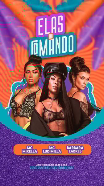 FLYER EVENTO CARNAVAL BLOCO ELAS NO COMANDO STORIES