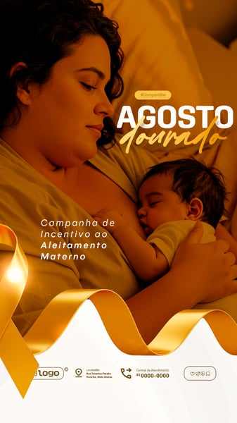 AGOSTO DOURADO CAMPANHA DE INCENTIVO A AMAMENTAÇÃO SOCIAL MEDIA PSD EDITÁVEL STORY 3