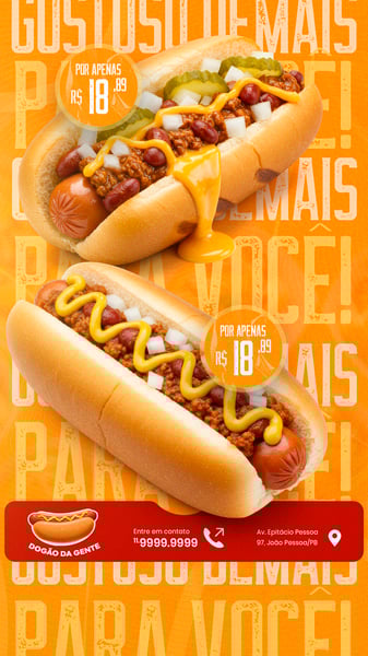 CACHORRO QUENTE HOT DOG LANCHE SOCIAL MEDIA STORY POST EDITÁVEL