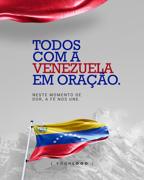 Todos com a Venezuela em Oração Post PSD Editável