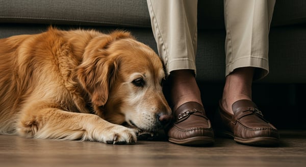 GOLDEN RETRIEVER COM CABEÇA EM SAPATO 1