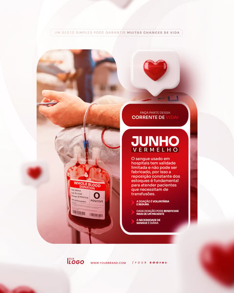 JUNHO VERMELHO CAMPANHA DOAÇÃO DE SANGUE SOCIAL MEDIA PSD EDITÁVEL 5