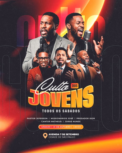 Flyer Gospel Culto de Adoração Social Media PSD Editável