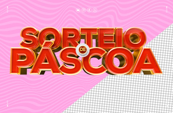 Selo 3D Sorteio de Páscoa 3D Design Promoção PSD Editável