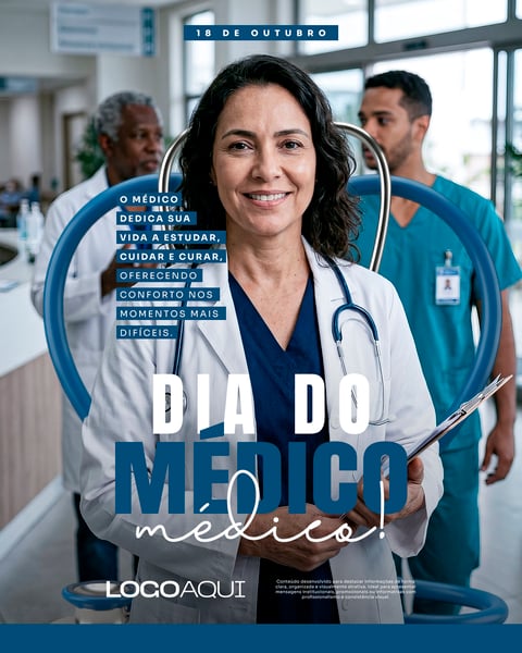 DIA DO MÉDICO PROFISSIONAL DA SAÚDE MEDICINA SOCIAL MEDIA FLYER PSD EDITÁVEL