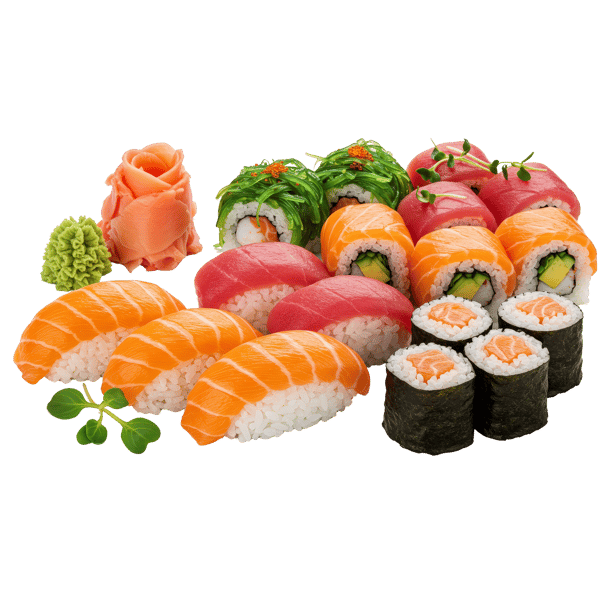PRATO VARIADO DE SUSHI COM APRESENTAÇÃO GOURMET