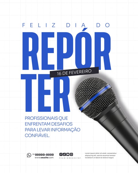 DIA DO REPÓRTER 16 DE FEVEREIRO SOCIAL MEDIA PSD EDITÁVEL 004