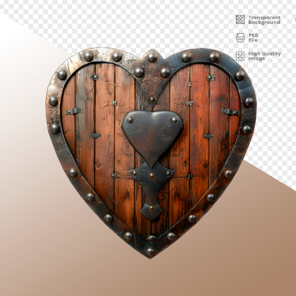 CORAÇÃO FERRO E MADEIRA  ELEMENTO 3D PARA COMPOSIÇÃO - HEART